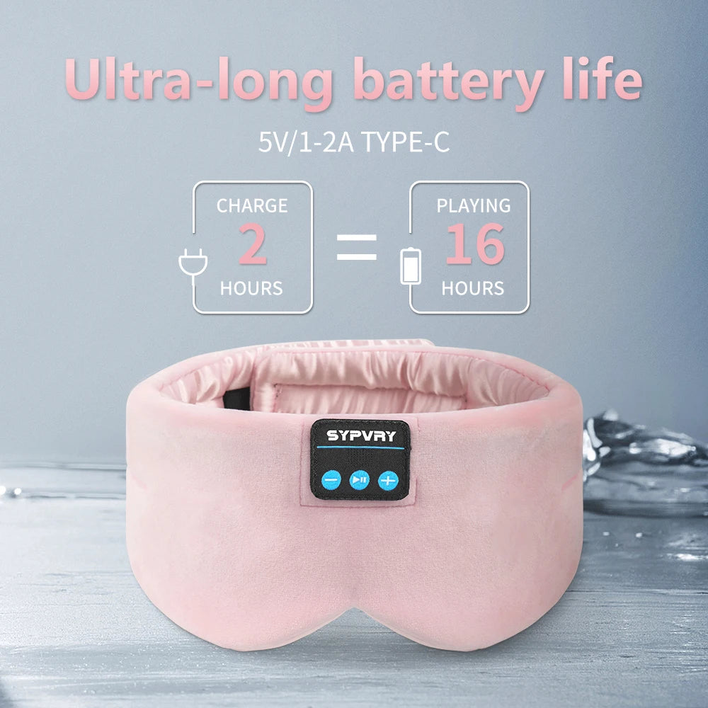 Bluetooth Sleep Headphones Eye Mask for Men and Women - Wireless Noise-Cancelling Blackout Travel Mask for Insomnia and Side Sleepers