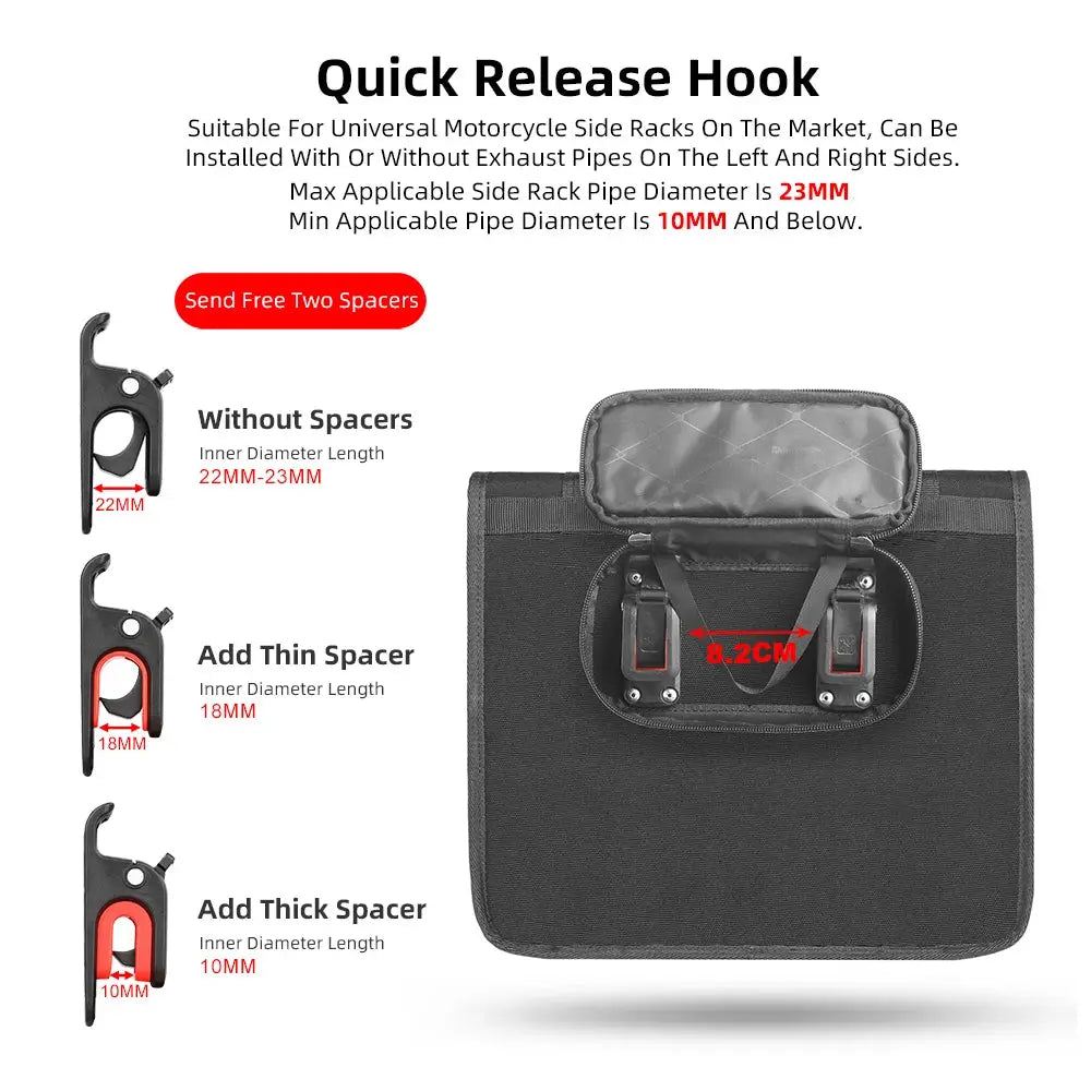 Rhinowalk Motorcycle Side Bag 13L Rainproof Quick Release Motor Saddle Bag With Inner Support Board Tail Rack Storage Luggage by InterCyprus Trading Ltd