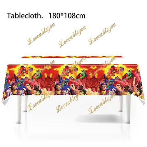 Game Mascot Birthday Party Decorations with Disposable Plates and Cups