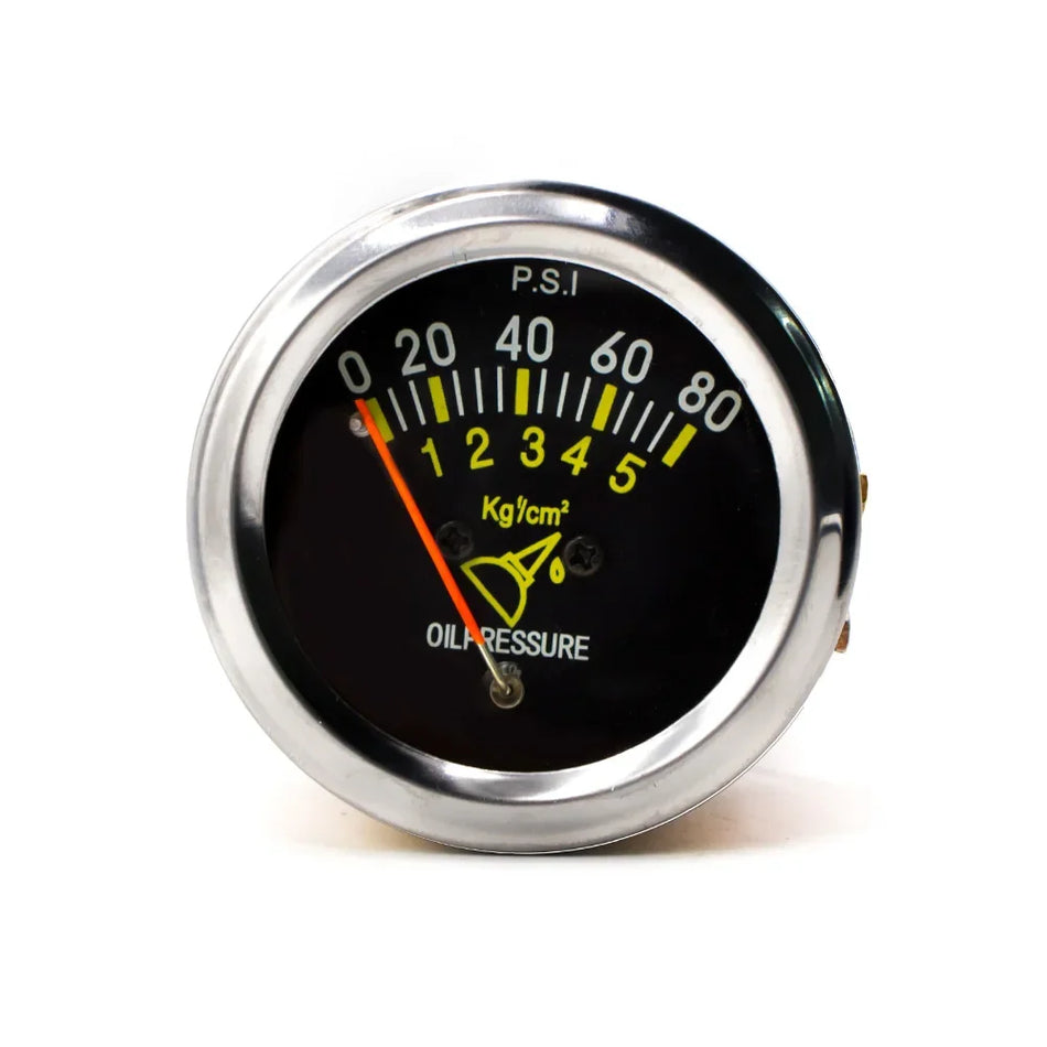 52mm Mechaninis Alyvos Slėgio Matuoklis 0-80 PSI Automobiliams, Sunkvežimiams, Metalinis Ciferblatas