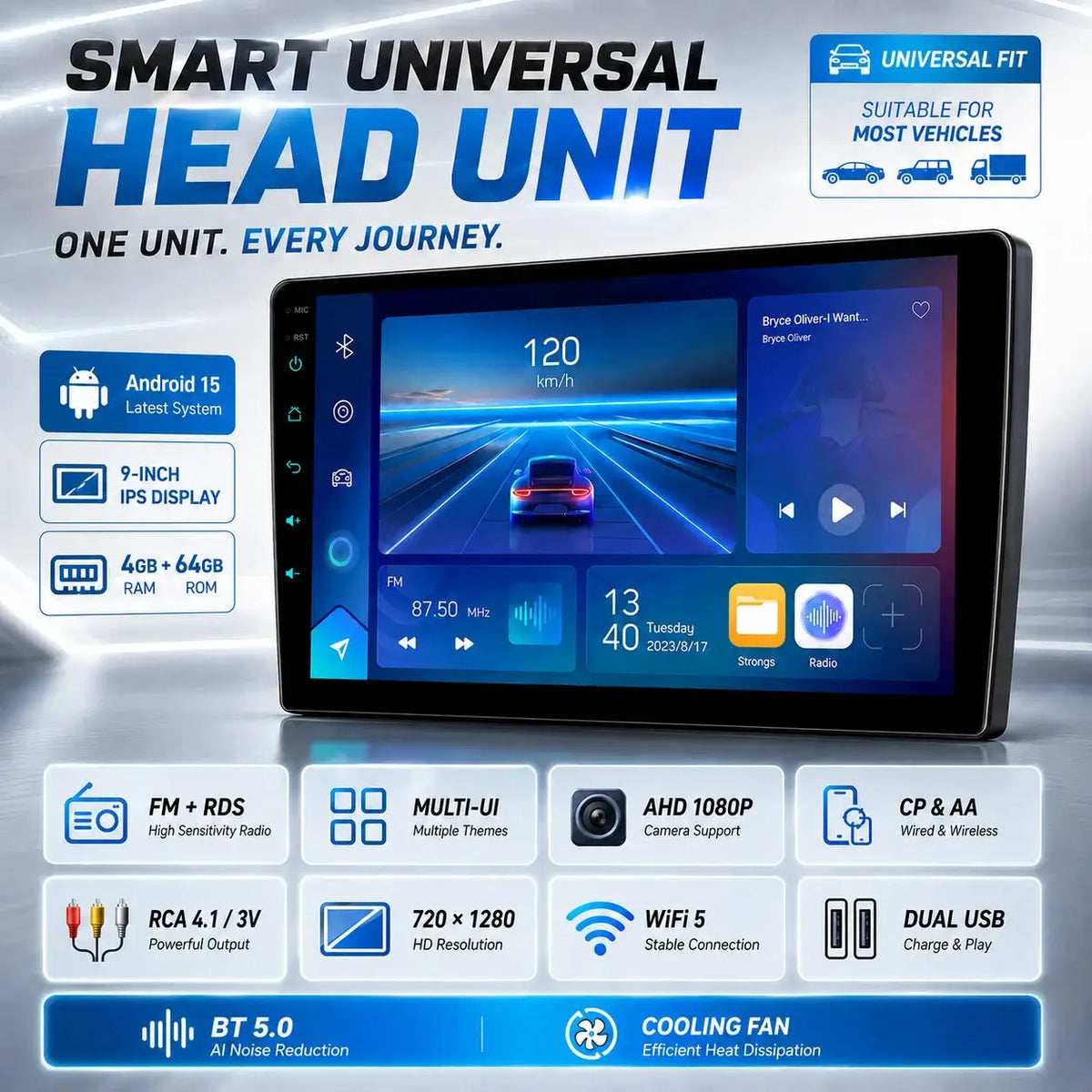 2Din Android 15 Stereo With Wireless Carplay For VW Golf by InterCyprus Trading Ltd