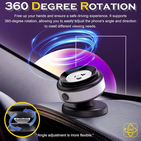 CrownQu Car Display Phone Holder &ndash; 360 Degree Rotation with Strong Magnetic Grip