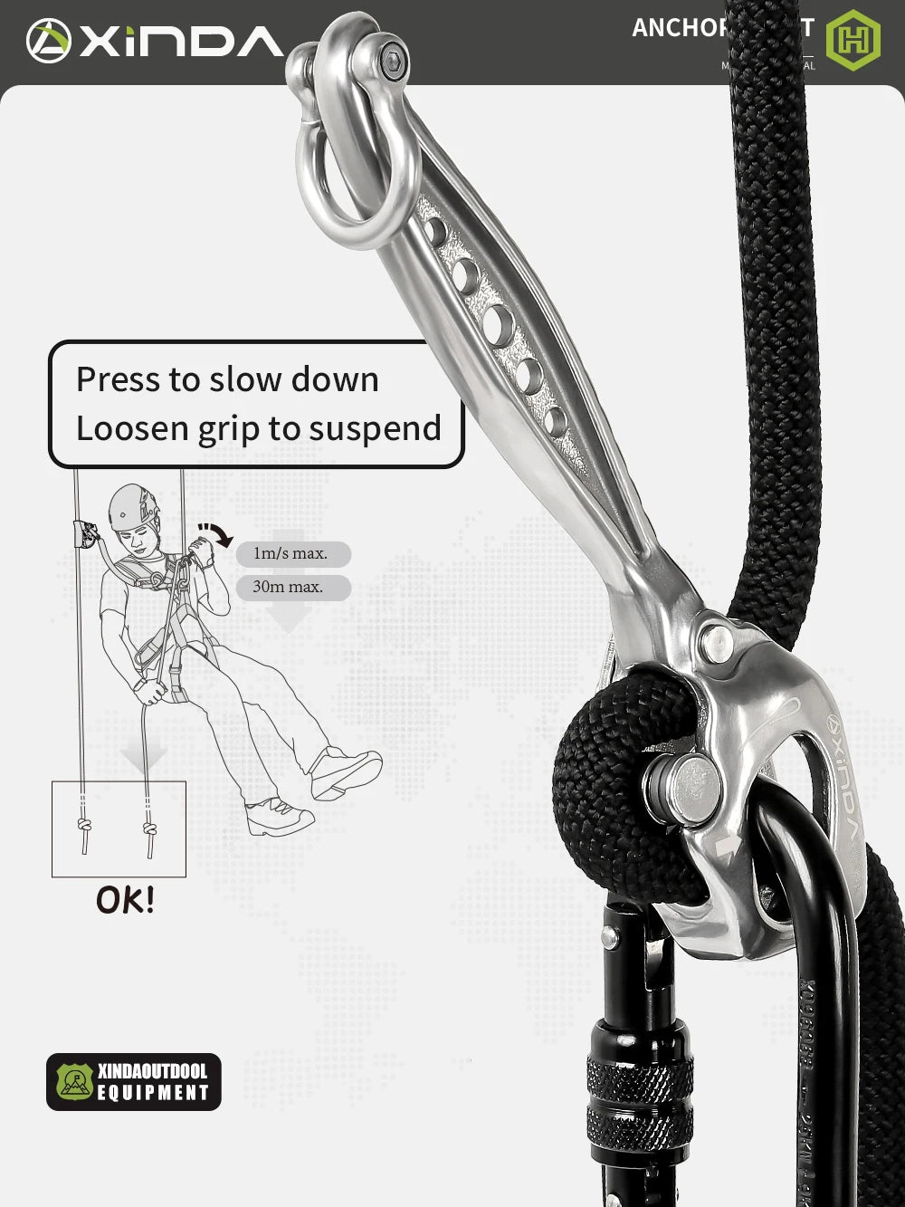 Xinda Climbing Descender &ndash; Stainless Steel Construction