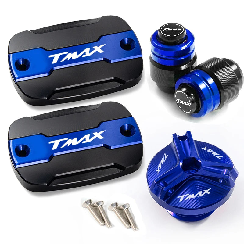 Yamaha TMAX Brake Fluid Tank Cap &amp; Filler Cap Set by AKGLS 4pcs blue