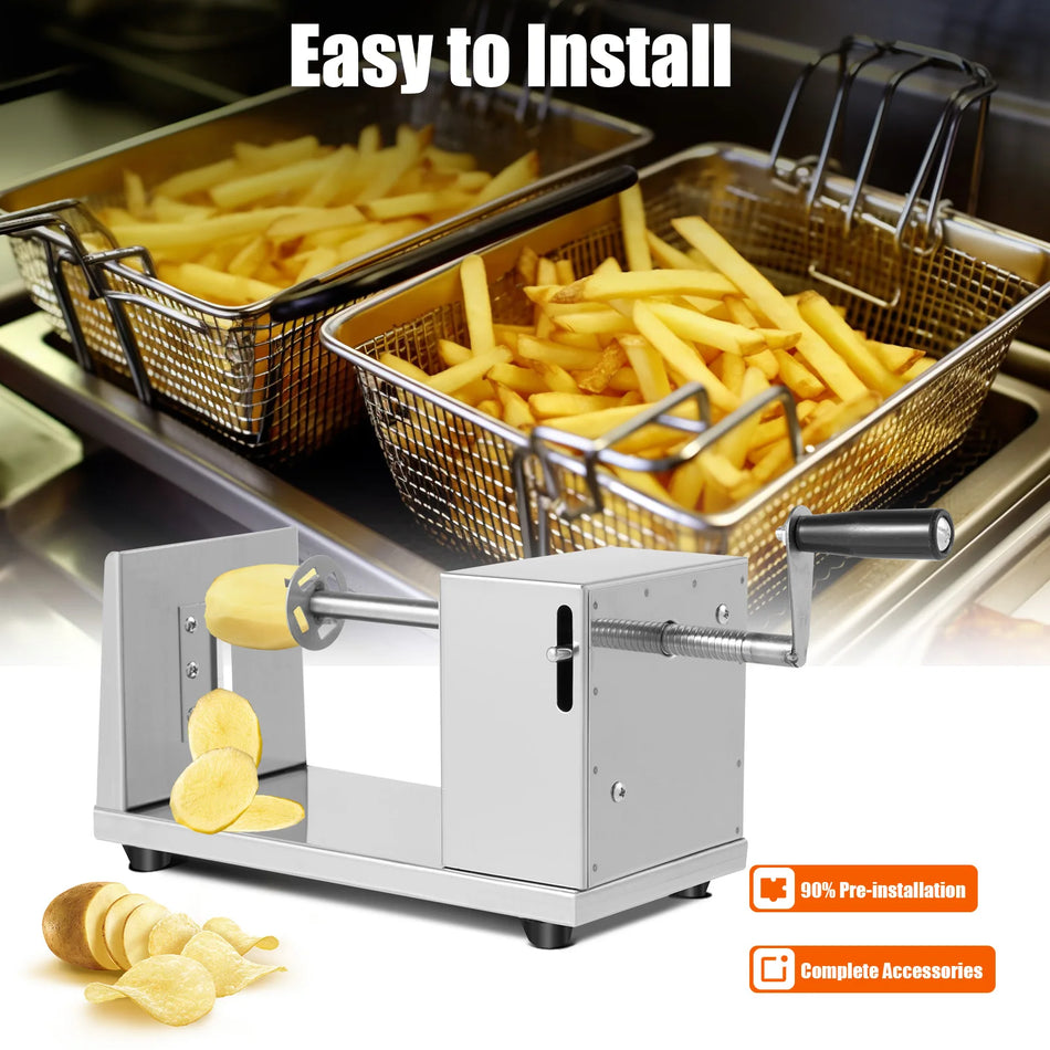 Cortador Espiral de Batata Manual 4 Lâminas Inoxidável 2.5 a 3mm
