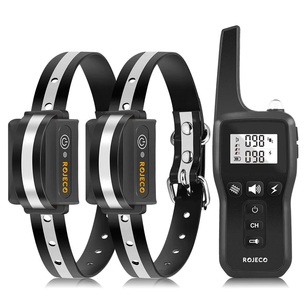 ROJECO PD529 1000M Electric Dog Training Collar &ndash; Long Range Black 2 Collars