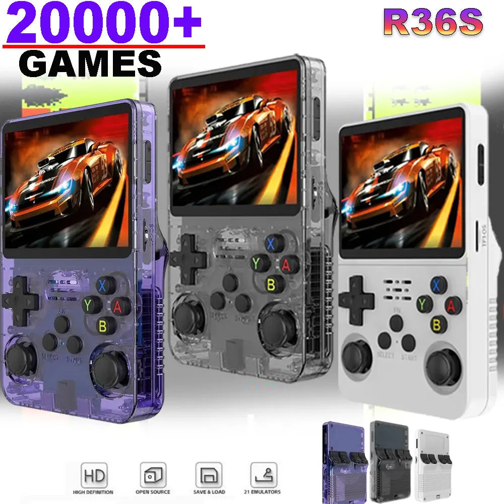 R36S Handheld Game Console with 3.5-Inch IPS, 20,000 Games, Arkos System