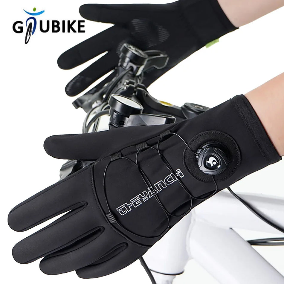 Зимние велосипедные перчатки GTUBIKE для мужчин и женщин, термальные перчатки с полными пальцами, ветронепроницаемые, с сенсорным экраном