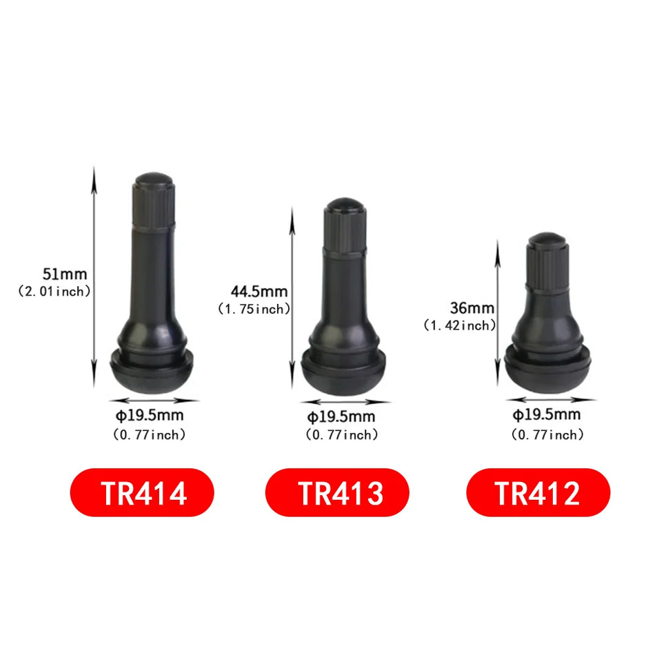 Pack de 100 tiges de valve de pneu tubeless noires TR412 TR413 TR414