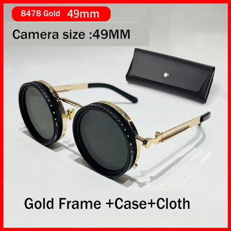 ND9 Retro Punk Sunglasses &ndash; Polarized UV Protection 8478Gold 49mm / CHINA