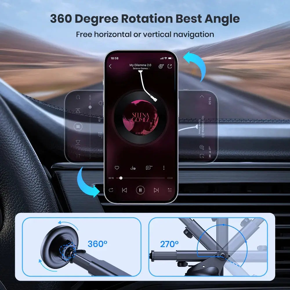 TOPK Magnetic Car Phone Holder Mount For Magsafe IPhone15 Pro Max Single-Hand Operation Metal Hook Magnetic Phone Holder for Car by InterCyprus Trading Ltd