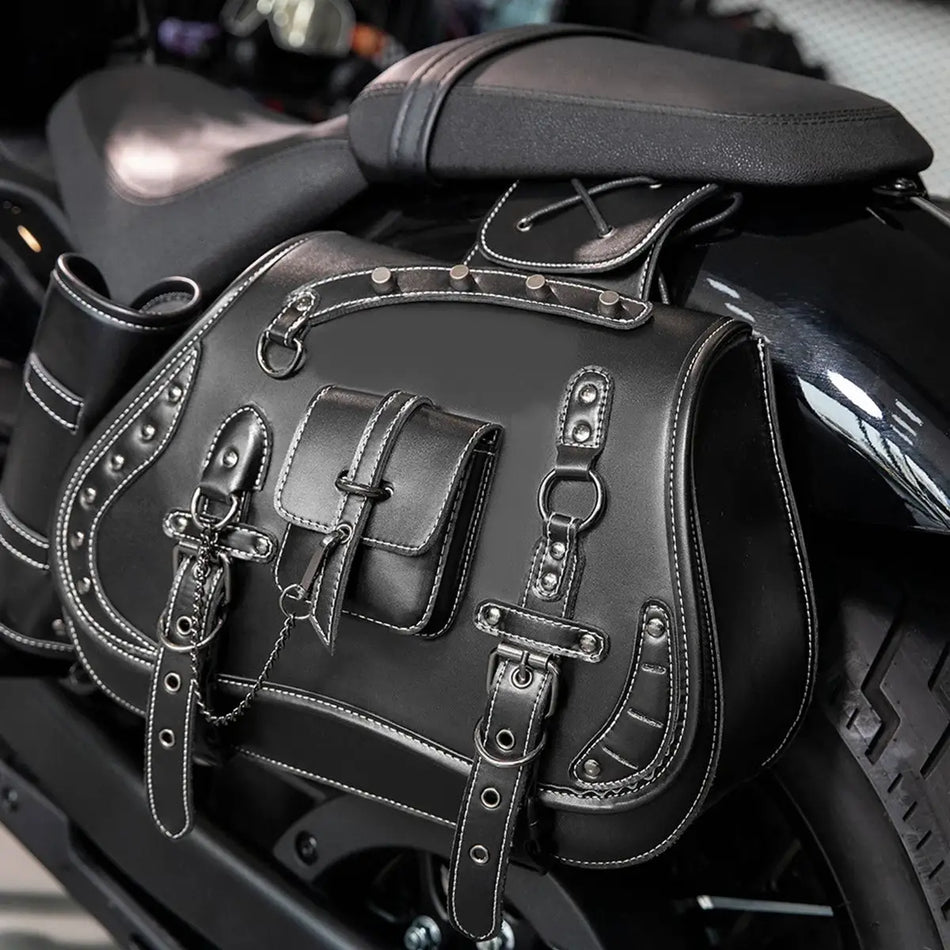 PU leather motorcycle side box waterproof motorcycle side saddle bag universal version suitable for Harley Suzuki Kawasaki Yamah by InterCyprus Trading Ltd
