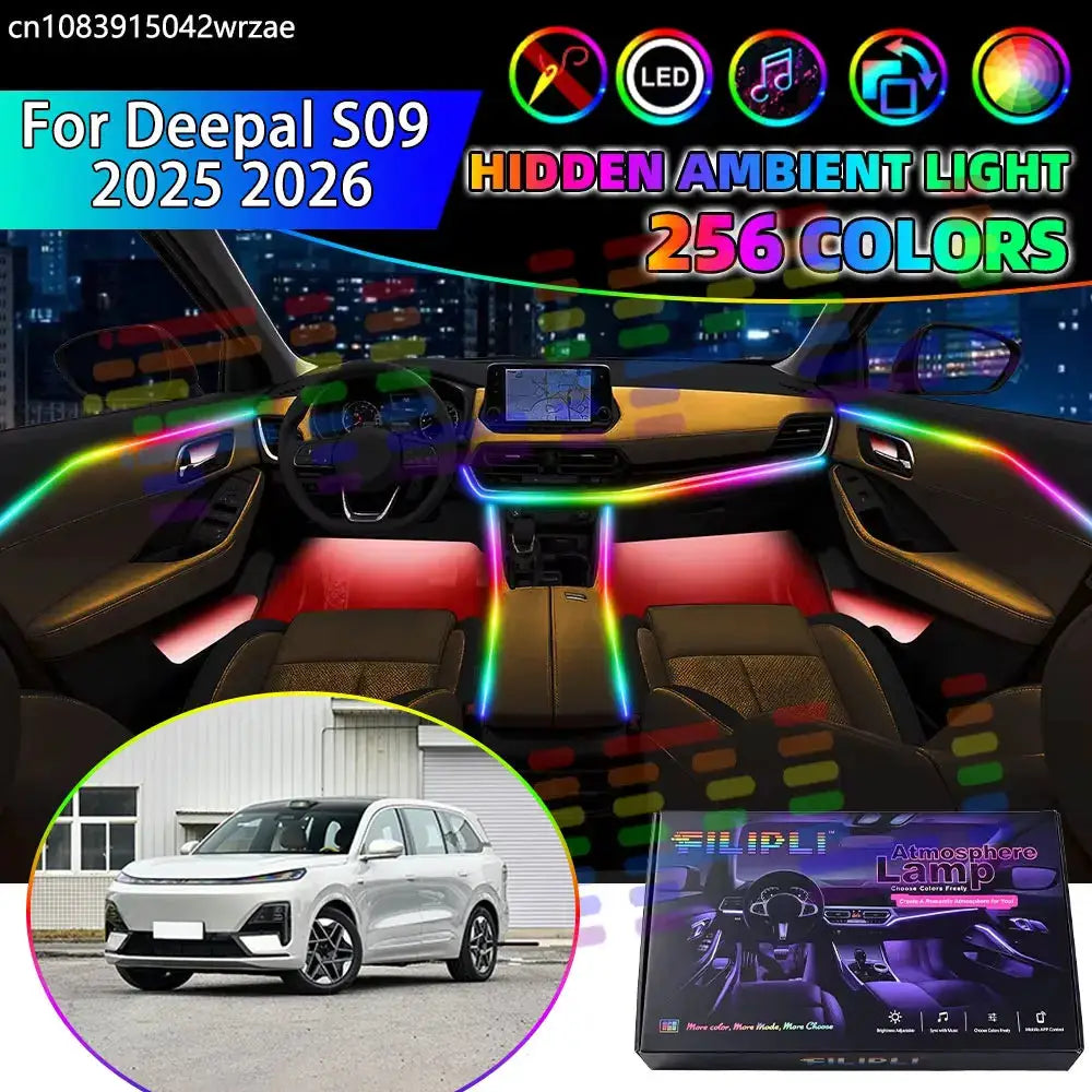For Deepal S09 2025 2026 D587 RGB Car Interior Ambient Lights Strips Breathing Lighting Kit App Control LED strips Auto Parts by InterCyprus Trading Ltd