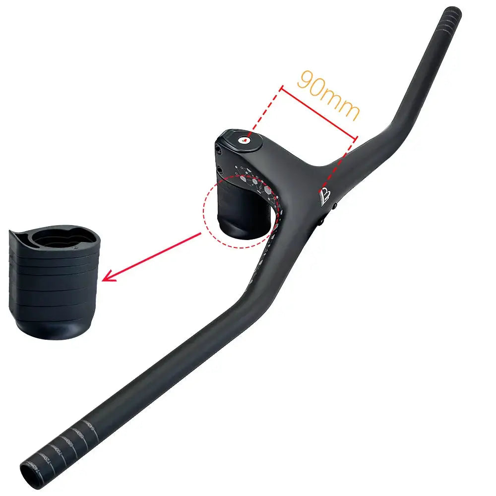 BALUGOE Carbon MTB Integrated Handlebar 28.6mm -17Degree Mtb Handlebars with Stem 740mm 60/70/80/90/100mm Bicycle Handlebar by InterCyprus Trading Ltd