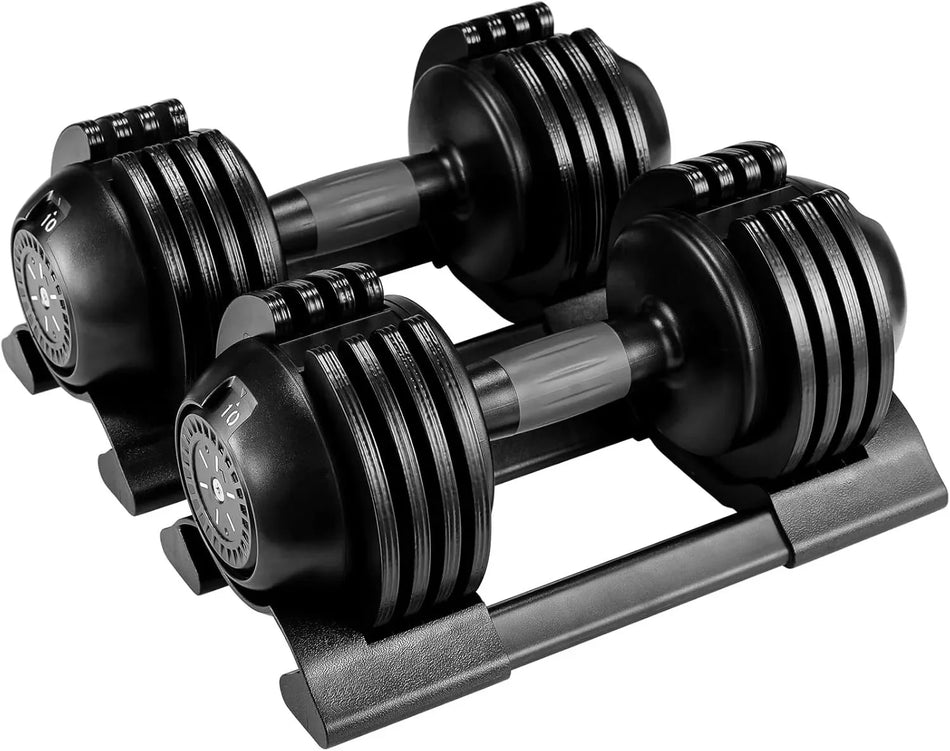 Mancuernas Ajustables Con Soporte Dos 10kg Agarre Seguro