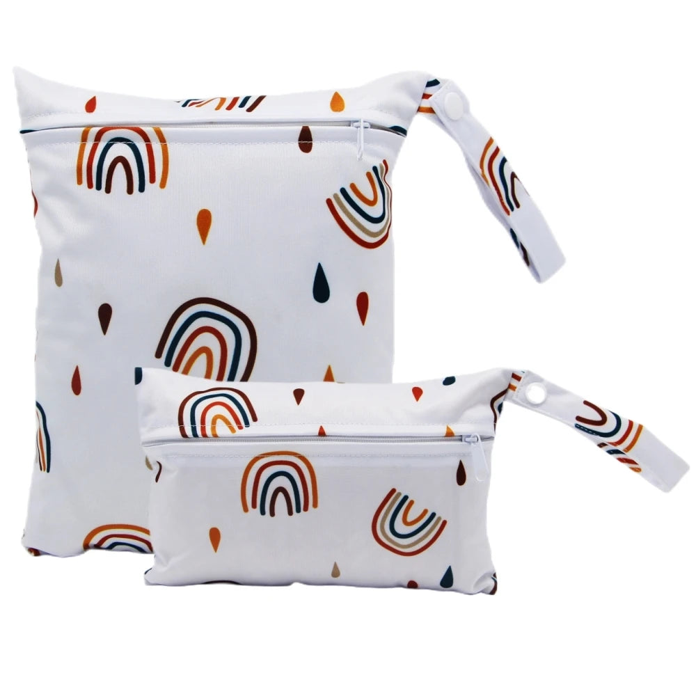 Cartoon Print Reusable Wet/Dry Nappy Bag Set GRAY