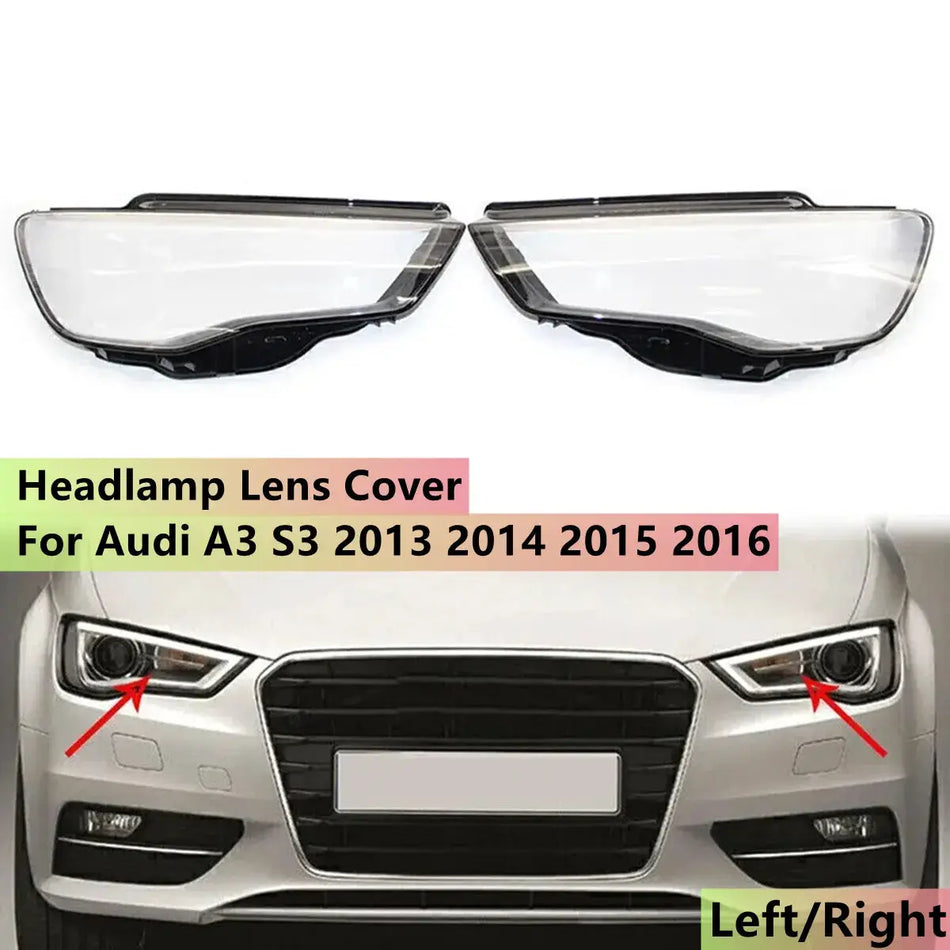 Clear ABS Headlight Lens Cover For Audi A3 2013-2016 by InterCyprus Trading Ltd
