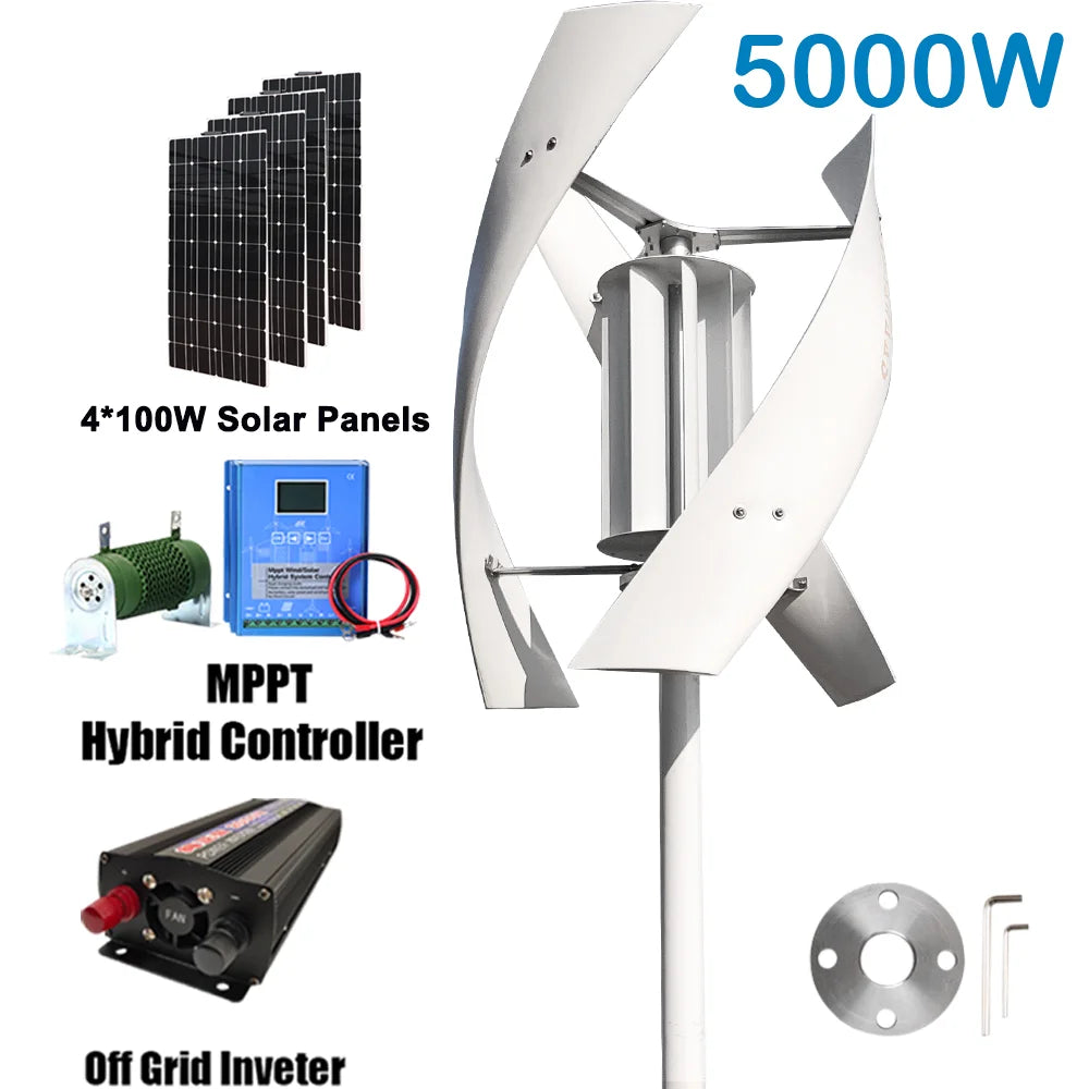 5KW Vertical Axis Maglev Wind Turbine with Charge Controller for Home Energy With Solar System / 5000W / CHINA | 12V
