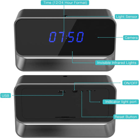 1080P Mini Camera Clock &ndash; Covert WiFi Security with Night Vision