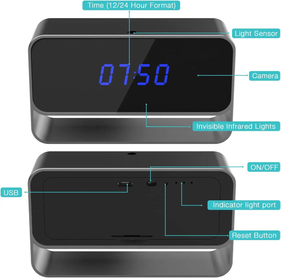 1080P Mini Camera Clock &ndash; Covert WiFi Security with Night Vision
