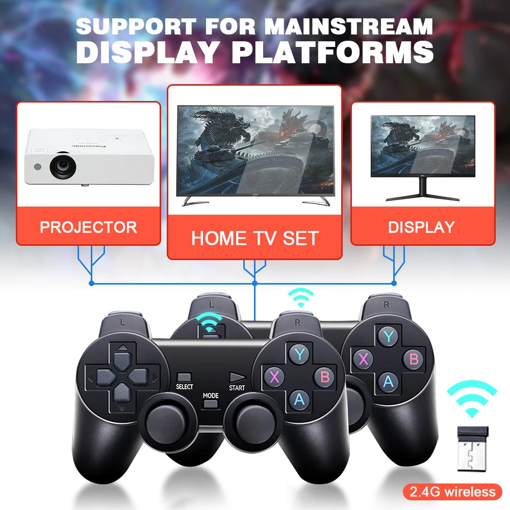 GD10 Game Stick 256G 4K HD Console with 58000 Games &amp; Dual Wireless Controllers