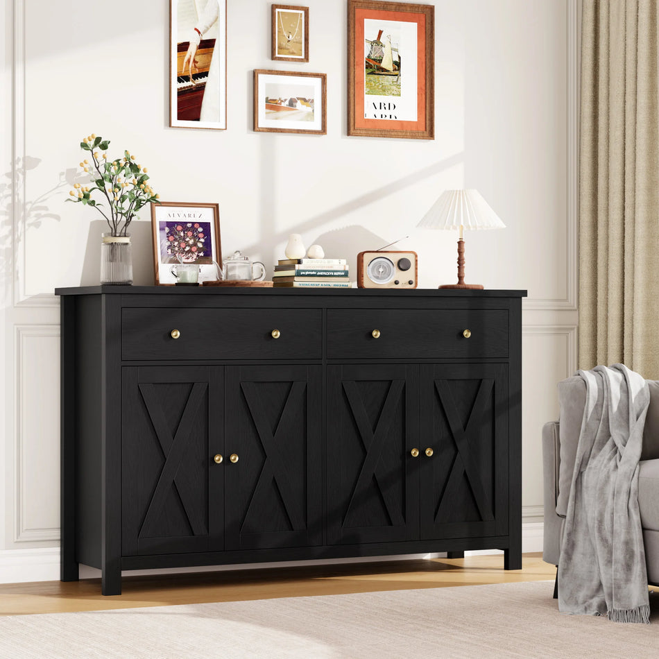 Getone Suur Valge Kapp 2 Sahtlit 4 Uksed 140x40x89cm