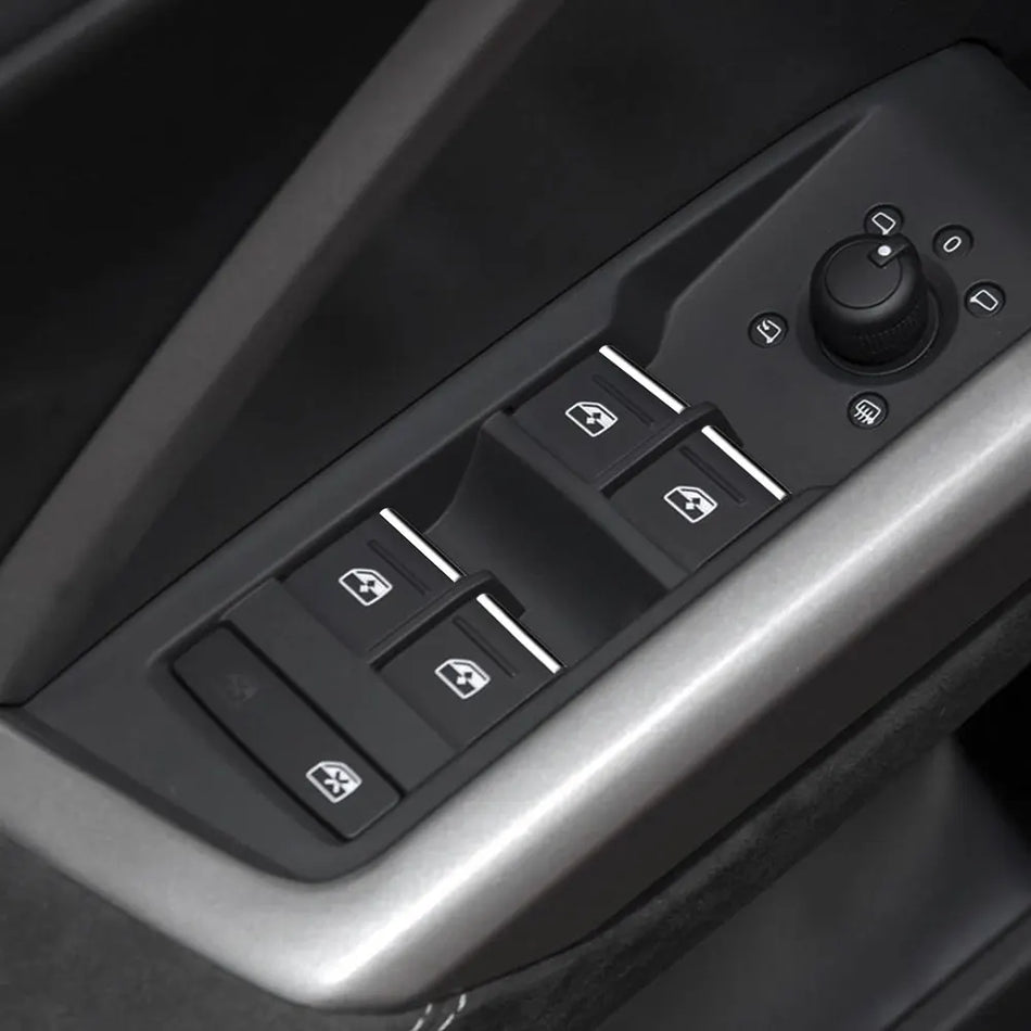 Αυτοκόλλητο Κουμπιού Ανύψωσης Παραθύρου Audi Q3 7 Τεμ Καλύμματα Διακόσμησης σε Ασημί ABS