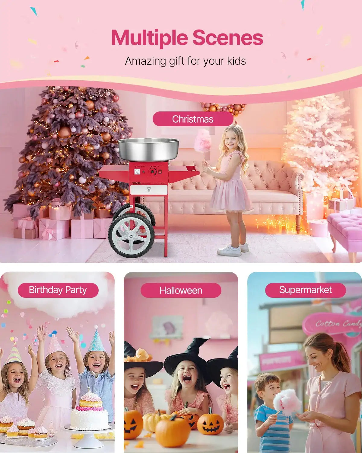 Commercial Cotton Candy Machine With Cart And Bowl