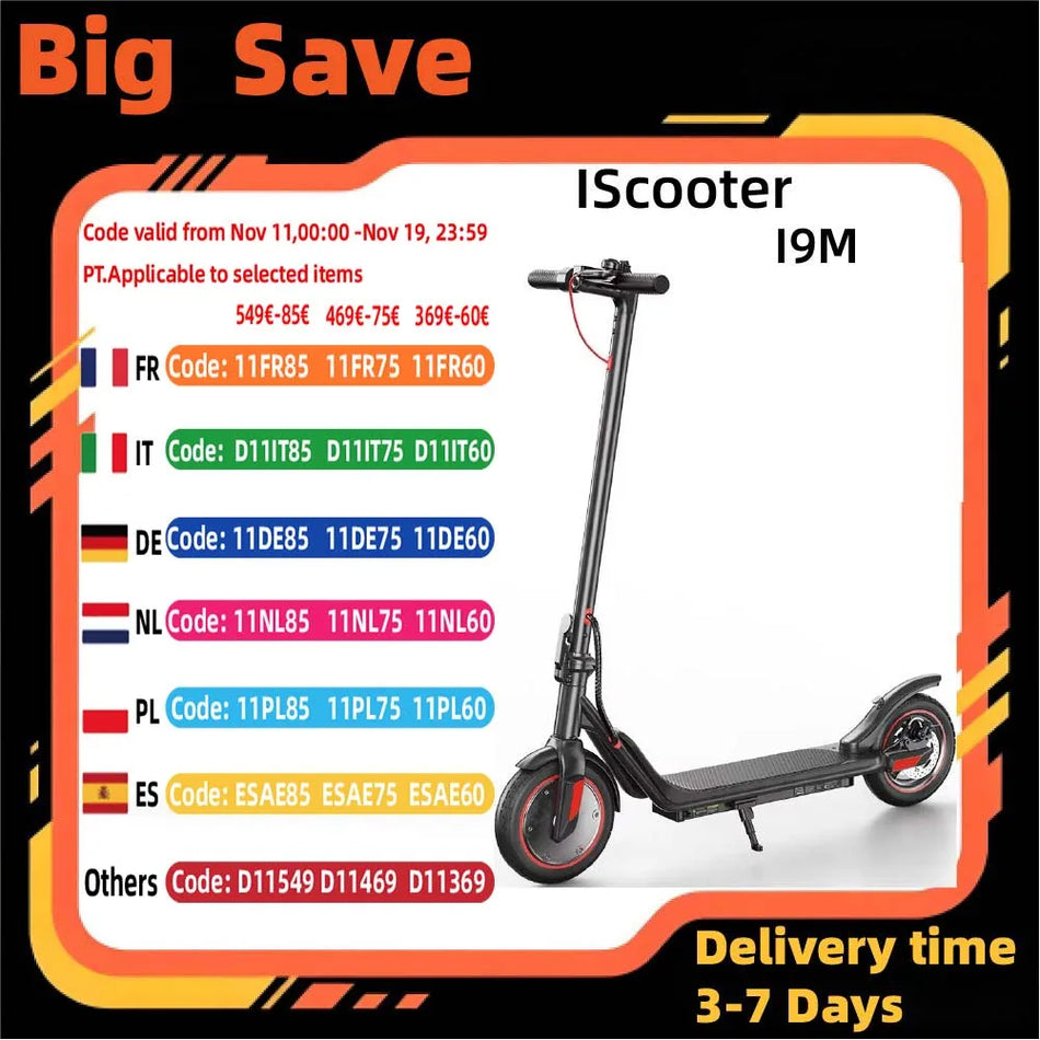 ISCOOTER I9M Ηλεκτρικό Σκούτερ με κινητήρα 500W και ελαστικά δρόμου 10 ιντσών