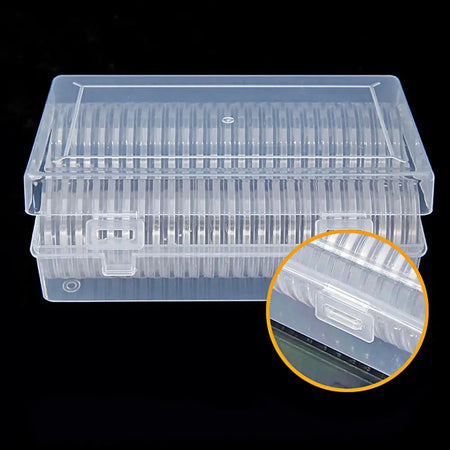 50Pc 41mm Coin Capsules Box with Inner Cushions Plastic Storage Protection Case by InterCyprus Trading Ltd