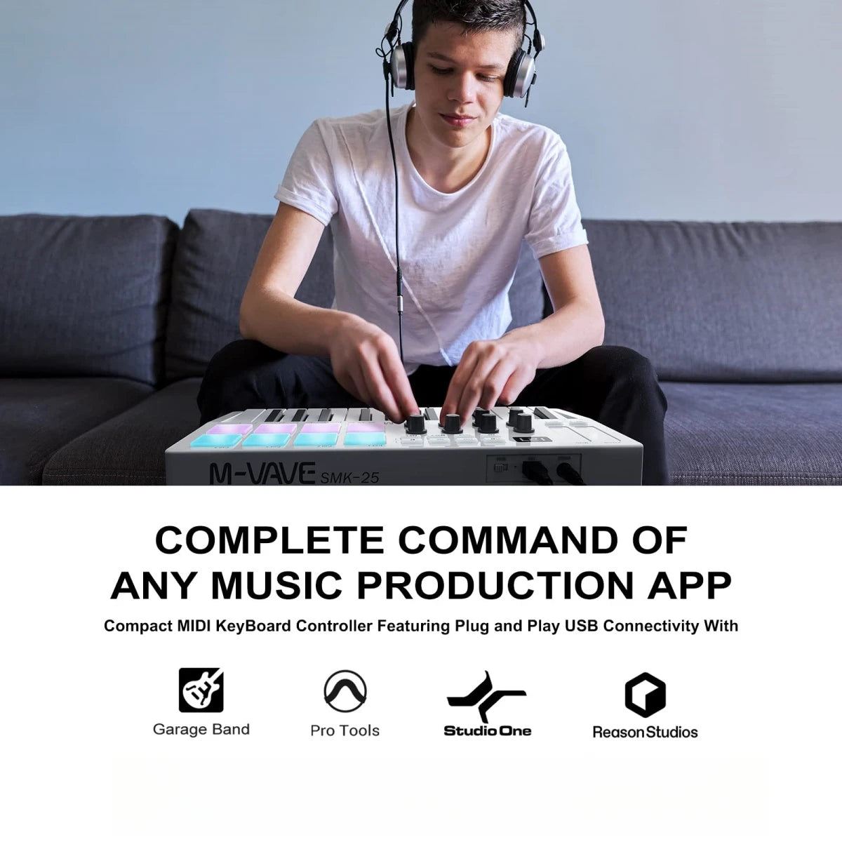 M-VAVE SMK-25 USB MIDI Keyboard Controller &ndash; 8 Backlit Pads