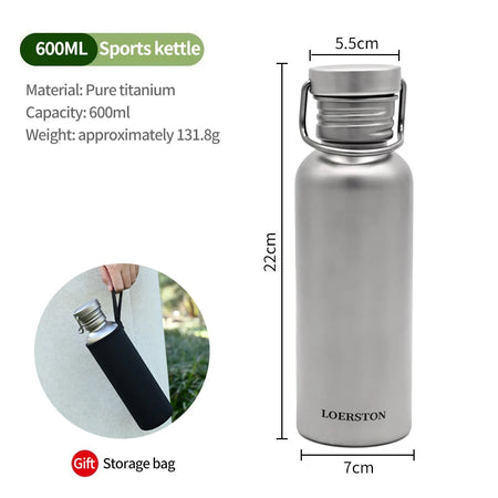 Loerston Titanium Water Bottle 601ml &ndash; Ultra Lightweight 600ml