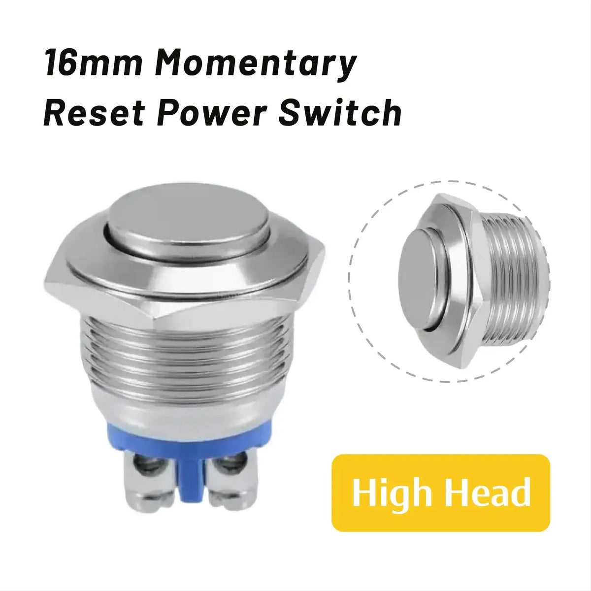 5/20Pcs 16mm Waterproof Momentary Reset Metal Push Button Switch Screw Terminal Car Engine Doorbell PC Power Switch by InterCyprus Trading Ltd