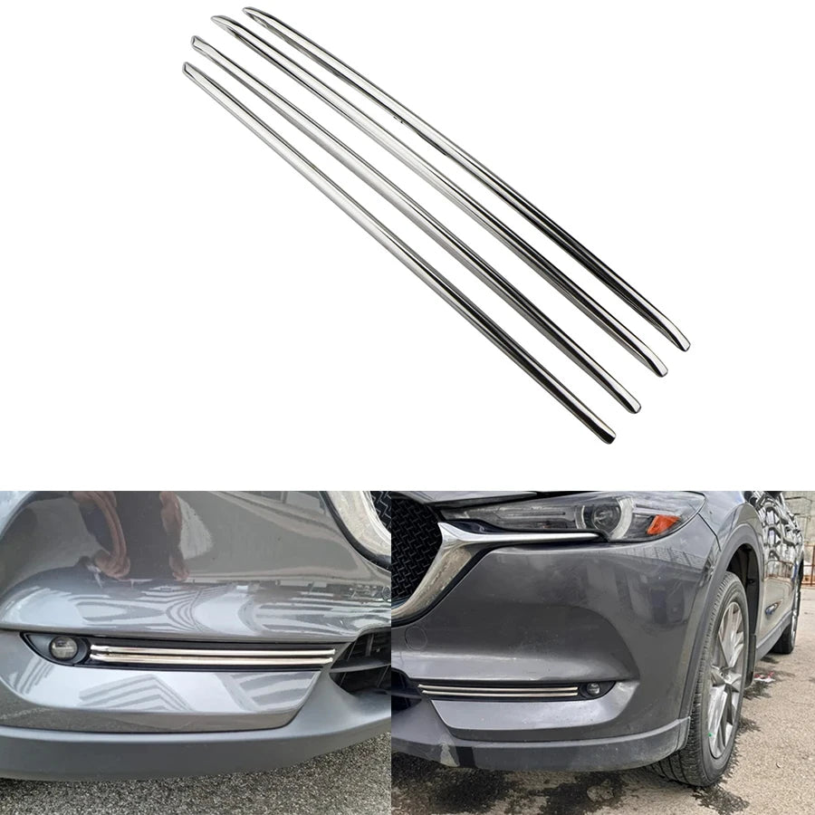 Fog Light Strips Cover for Mazda CX-5 Chrome Exterior Front Bumper Edge Trim 4 Piece Set