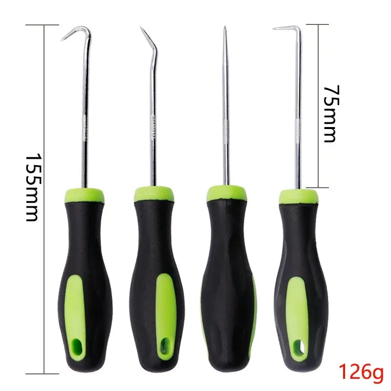 Heat-resistant Antislip Hook Pick Set - 4pcs Car Repair Tool Kit Green Black Short