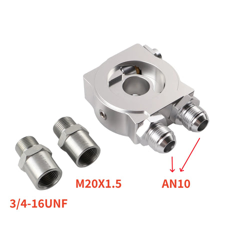 Oil Cooler Sandwich Plate AN8 AN10 Aluminum Filter Thermostat Sender Adapter by InterCyprus Trading Ltd