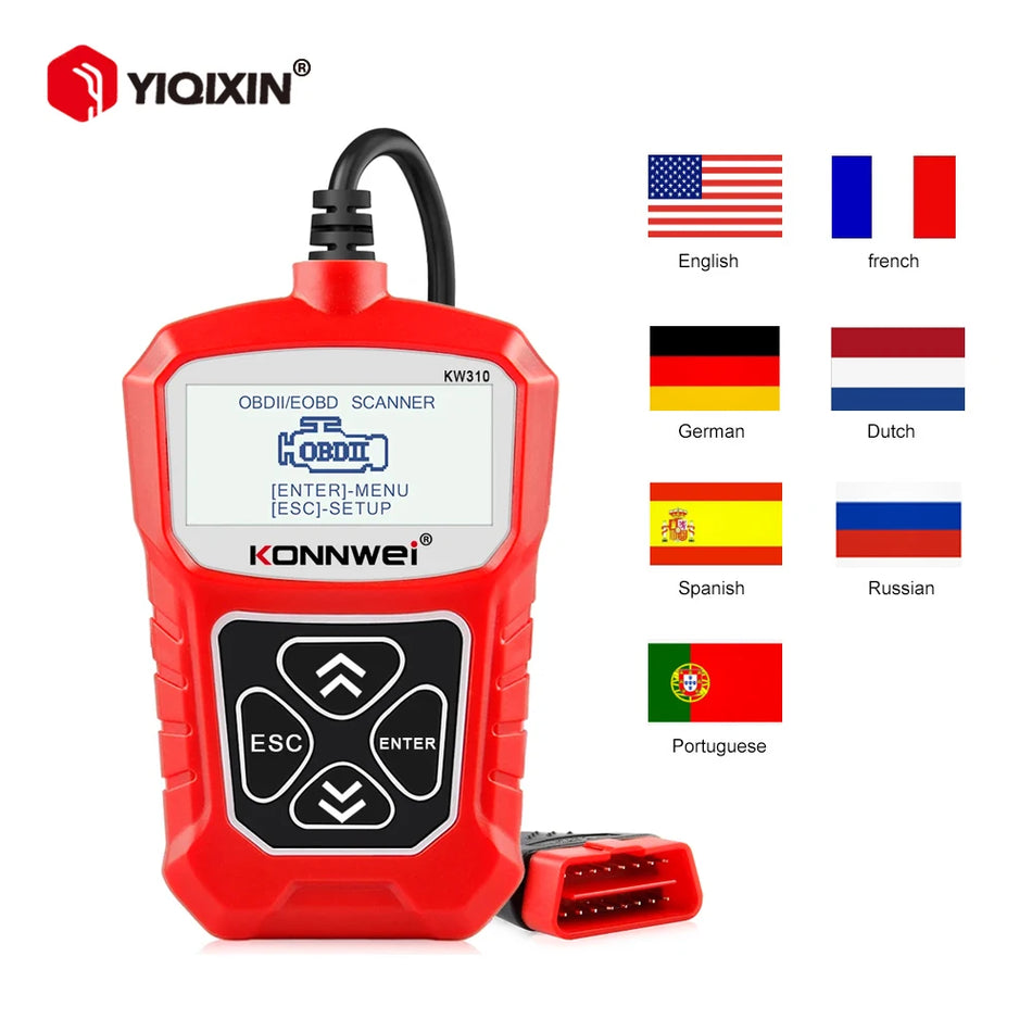 KONNWEI KW310 OBD2 Avtomobilski Skener Večjezično Bere in Briše Kode Motorja