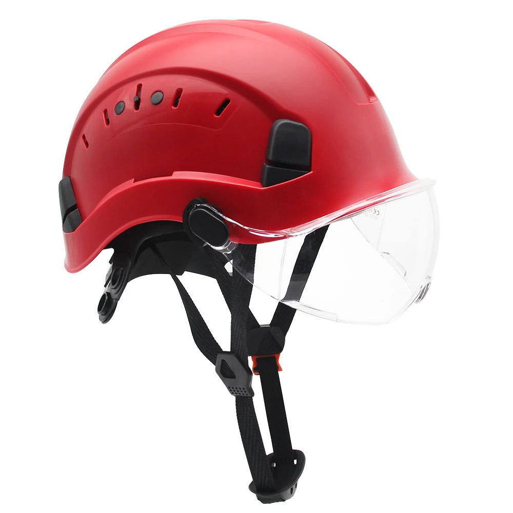 SF06 Safety Helmet &ndash; Lightweight ABS for Outdoor Use Red Clear Lens
