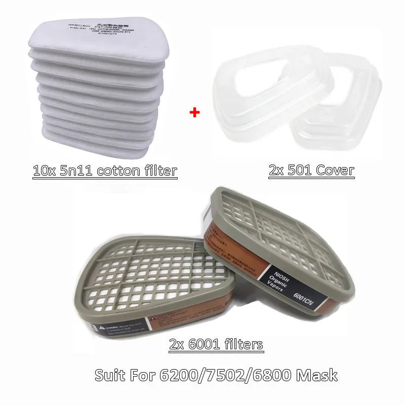 6001/6002/6004 Cartridge Box 5N11 Cotton Filters Set &ndash; Superior Protection for Dust and Gas Masks 6001-14PCS Set
