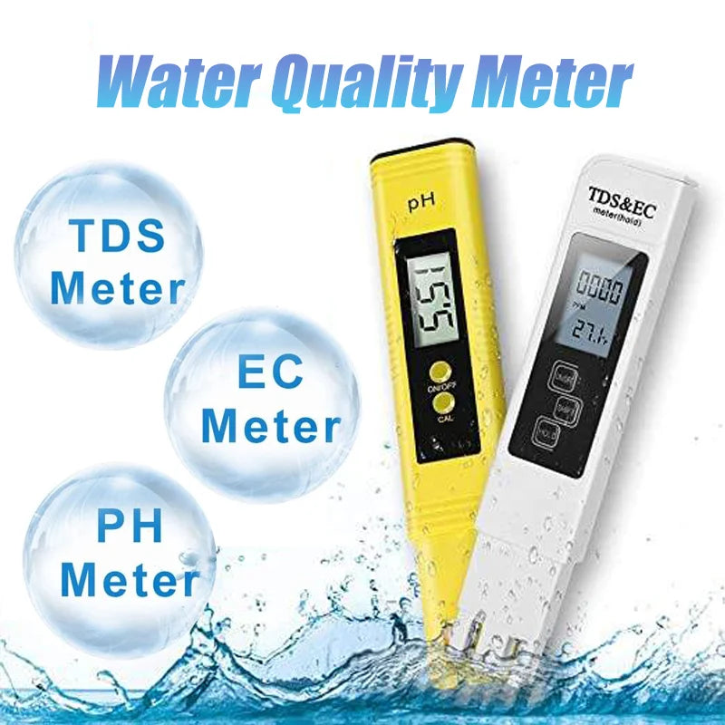 Digital pH and TDS Meter with Automatic Calibration, 0-14 pH, 0-9990 PPM