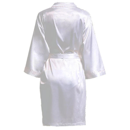 Wedding Party Team Bride Satin Kimono Robe - Plain Bridesmaid Bathrobe White / M