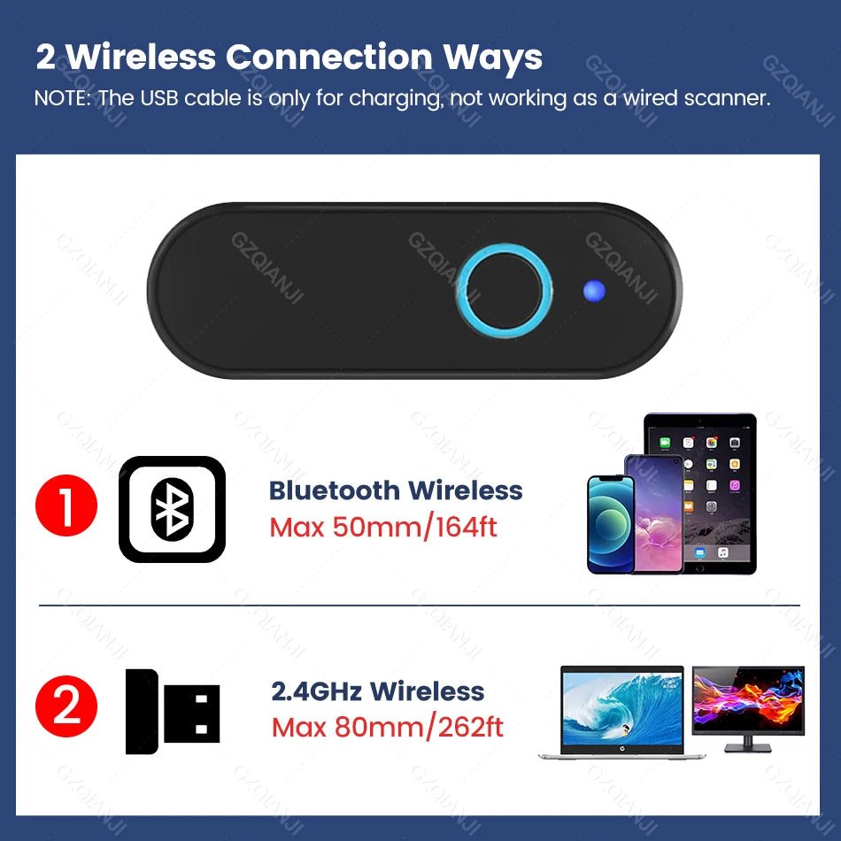 Bluetooth 2D Mini Kabatas Kodu Skeneris Noliktavas Inventāram