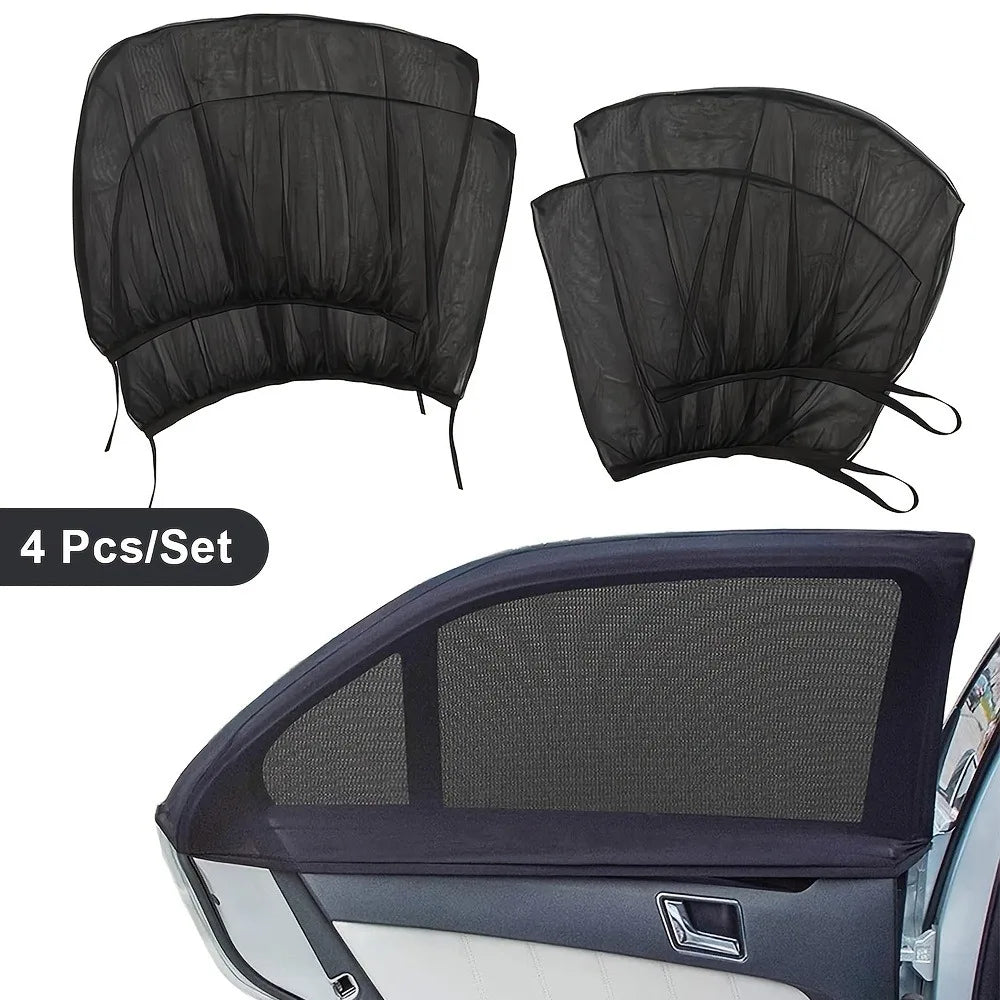 Car Window Net 4pcs &ndash; Insect-Proof Sunshade &amp; Ventilation Screen 1 set