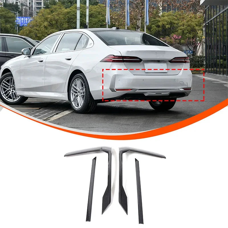BMW 5 серия G60 2024 Карбоновая задняя накладка на бампер 4 шт.