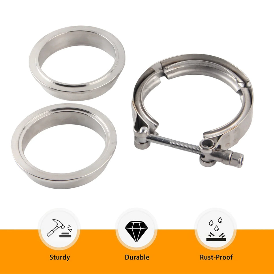 V Band Clamp Flange Kit, Self Aligning, CNC Stainless Steel, 2 to 3.5 In