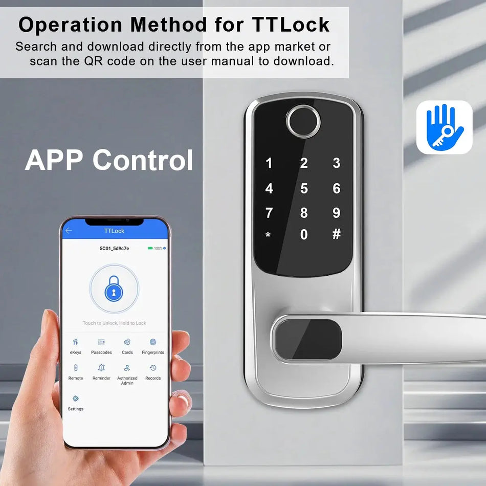 Wifi Smart Door Lock With Biometric Fingerprint And Aluminum Alloy by InterCyprus Trading Ltd