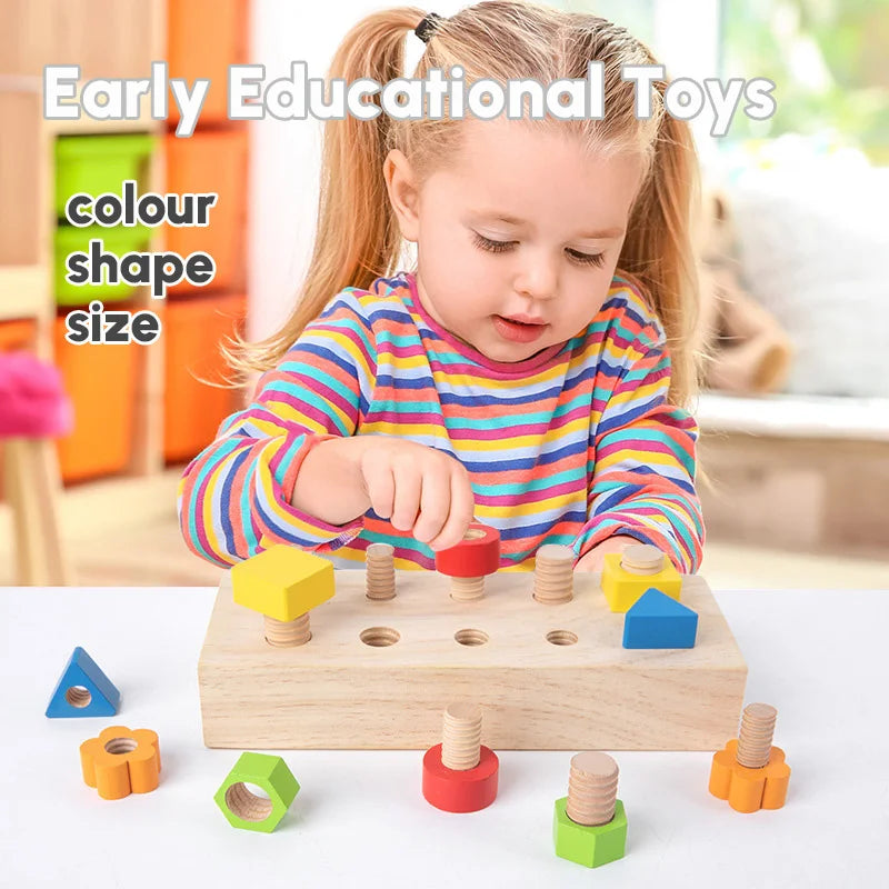 Wooden Nut Bolts Building Blocks &ndash; Montessori Sensory Play