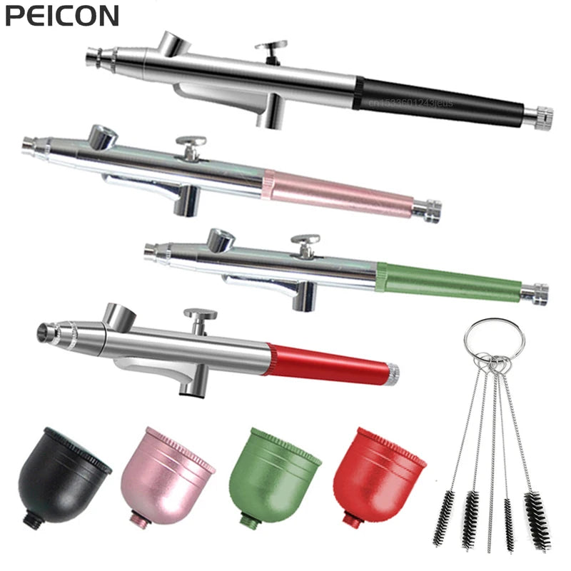 Nail Art Airbrush Spray Gun Kit with Cups and Cleaning Tools