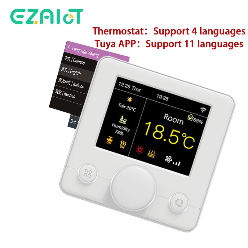IPS Screen Smart Thermostat &ndash; WiFi Control And Voice Assist