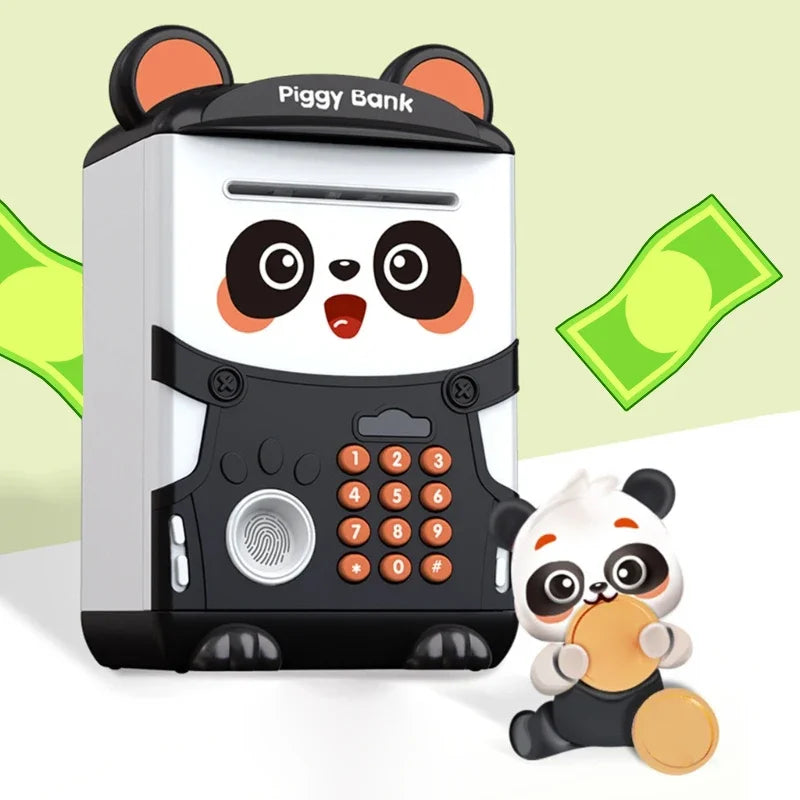 Piggy Bank Cartoon Panda - Password And Fingerprint Access